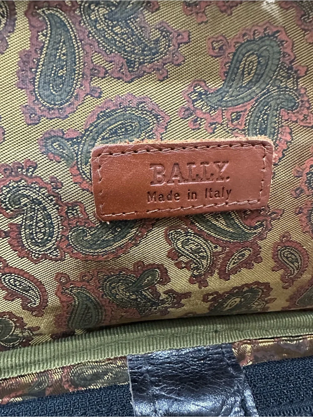 Vintage Bally Brown Leather Vanity Case Train Case Paisley Lining Italy